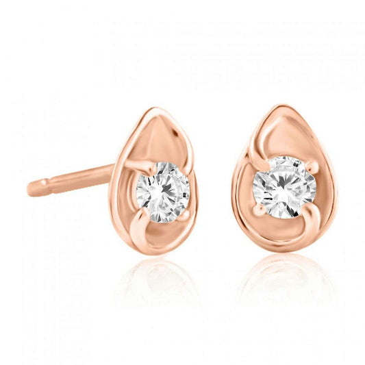 1/4 Carat Round Shape Diamond ( H-I/ I1-I2 ) Stud Earrings For Women In 14K Solid White Rose & Yellow Gold Mauli Jewels