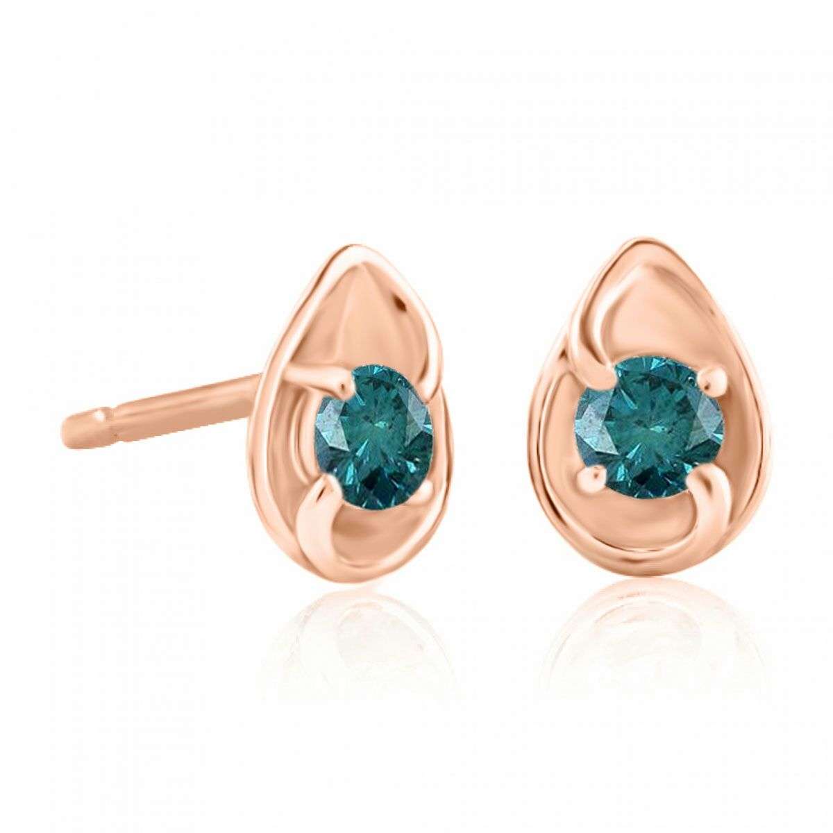 0.25 Carat Natural Blue Diamond Stud Earrings for Women in 14K Rose, White & Yellow Gold with Secure Push Backs Mauli Jewels