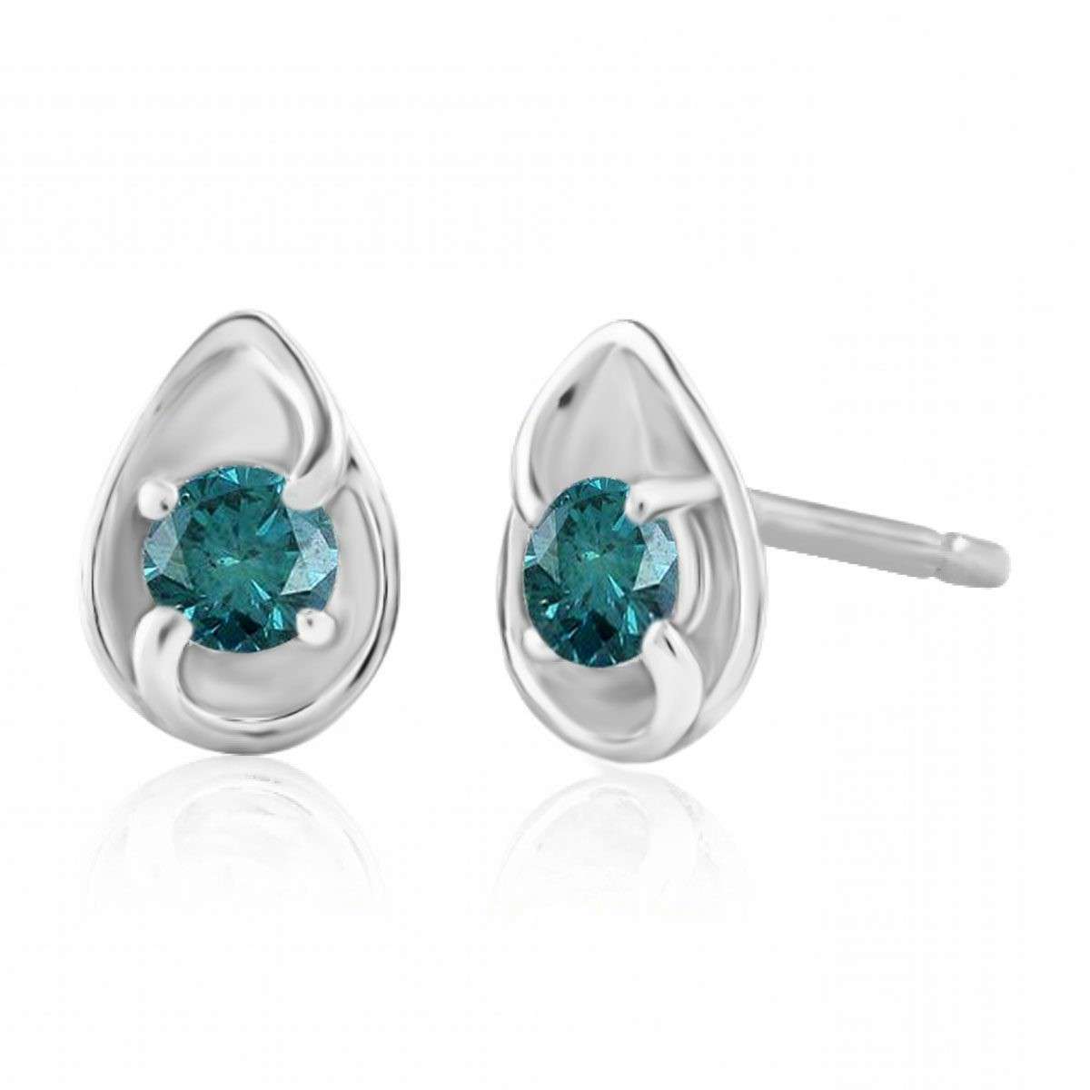 0.25 Carat Natural Blue Diamond Stud Earrings for Women in 14K Rose, White & Yellow Gold with Secure Push Backs Mauli Jewels