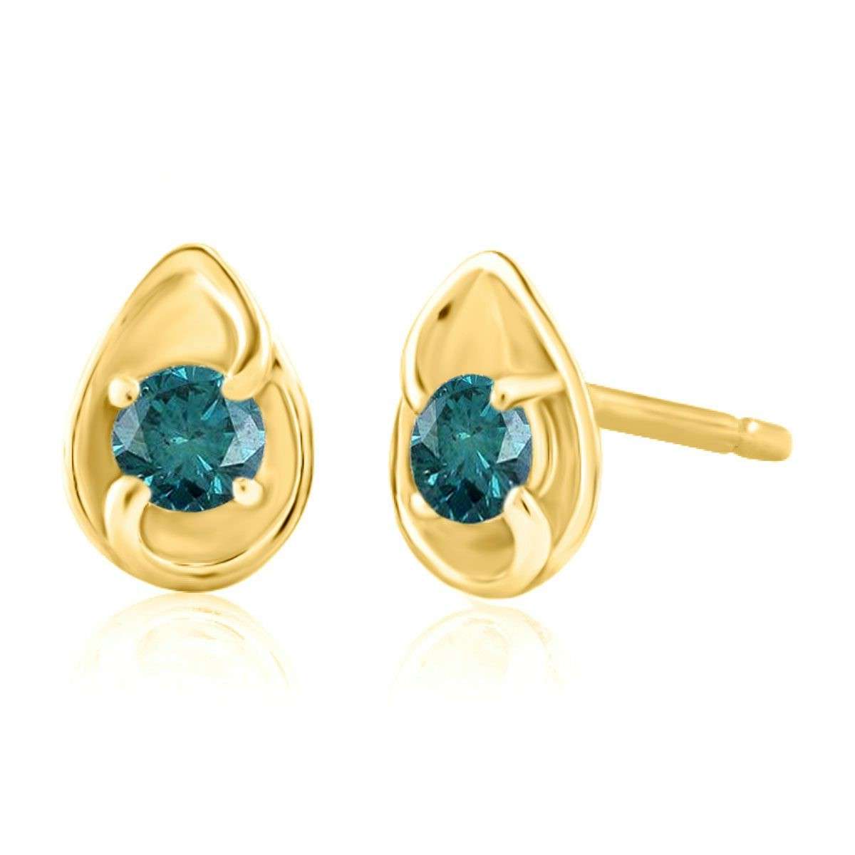0.25 Carat Natural Blue Diamond Stud Earrings for Women in 14K Rose, White & Yellow Gold with Secure Push Backs Mauli Jewels