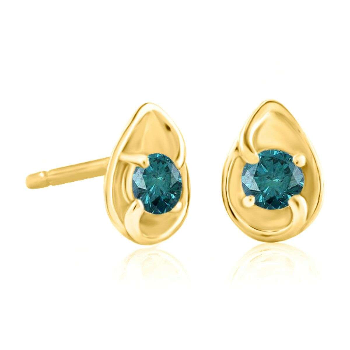 0.25 Carat Natural Blue Diamond Stud Earrings for Women in 14K Rose, White & Yellow Gold with Secure Push Backs Mauli Jewels