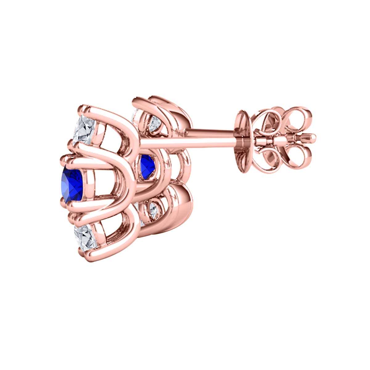 Maulijewels 1.15 Carat Diamond And Tanzanite Gemstone Stud Earrings In 10K Rose Yellow White Gold Jewelry Mauli Jewels