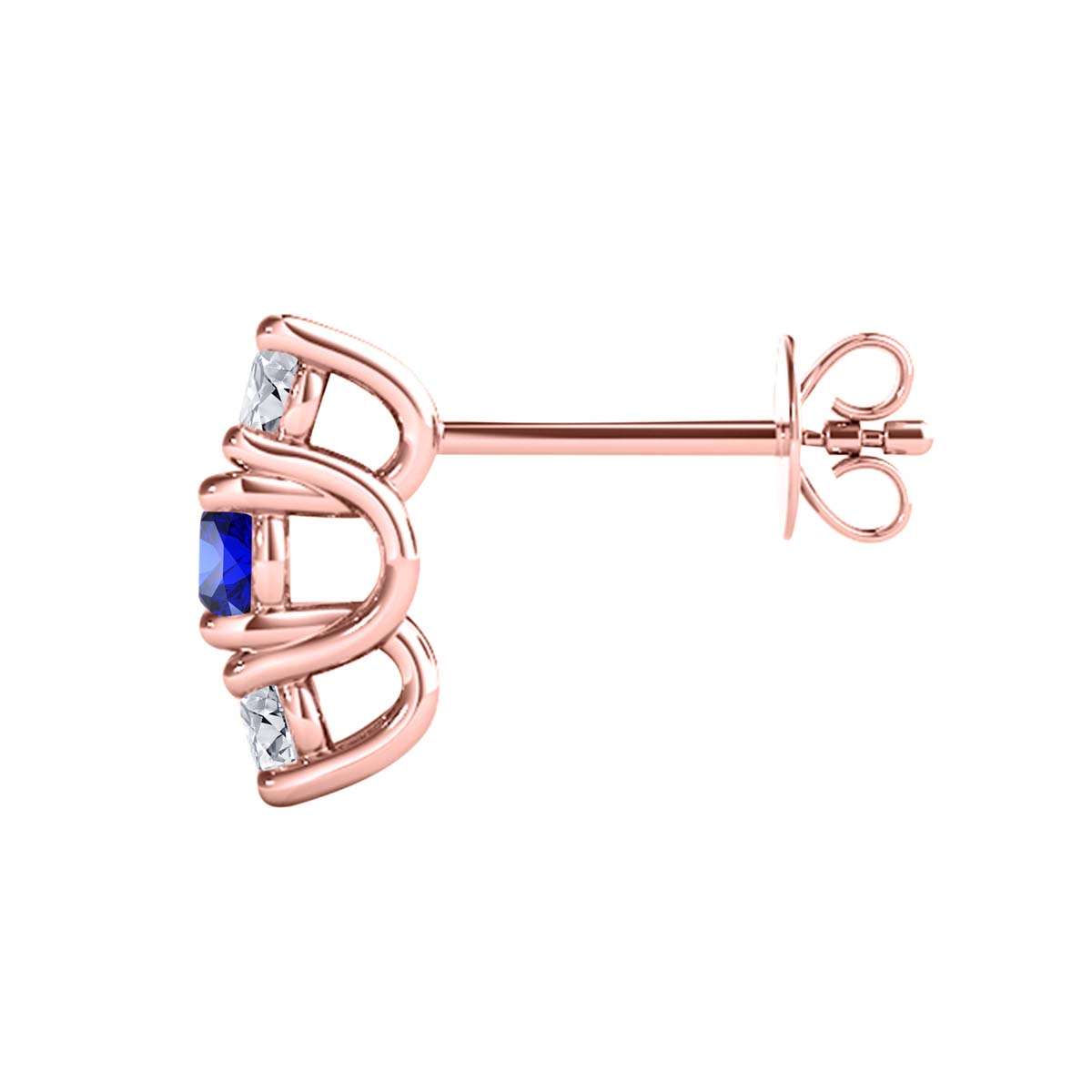 Maulijewels 1.15 Carat Diamond And Tanzanite Gemstone Stud Earrings In 10K Rose Yellow White Gold Jewelry Mauli Jewels