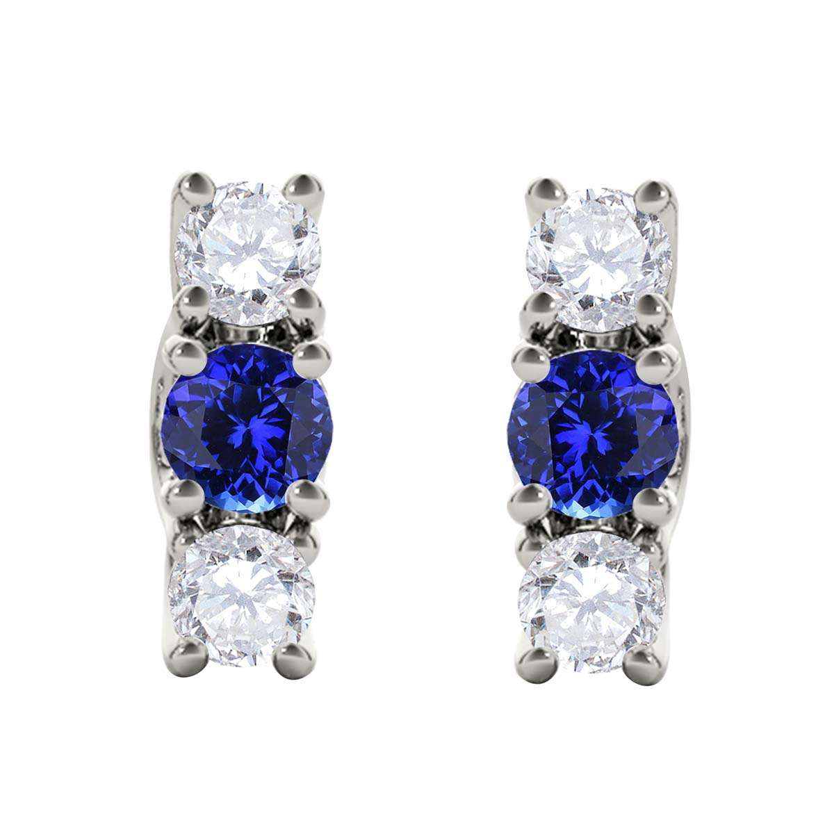 Maulijewels 1.15 Carat Diamond And Tanzanite Gemstone Stud Earrings In 10K Rose Yellow White Gold Jewelry Mauli Jewels