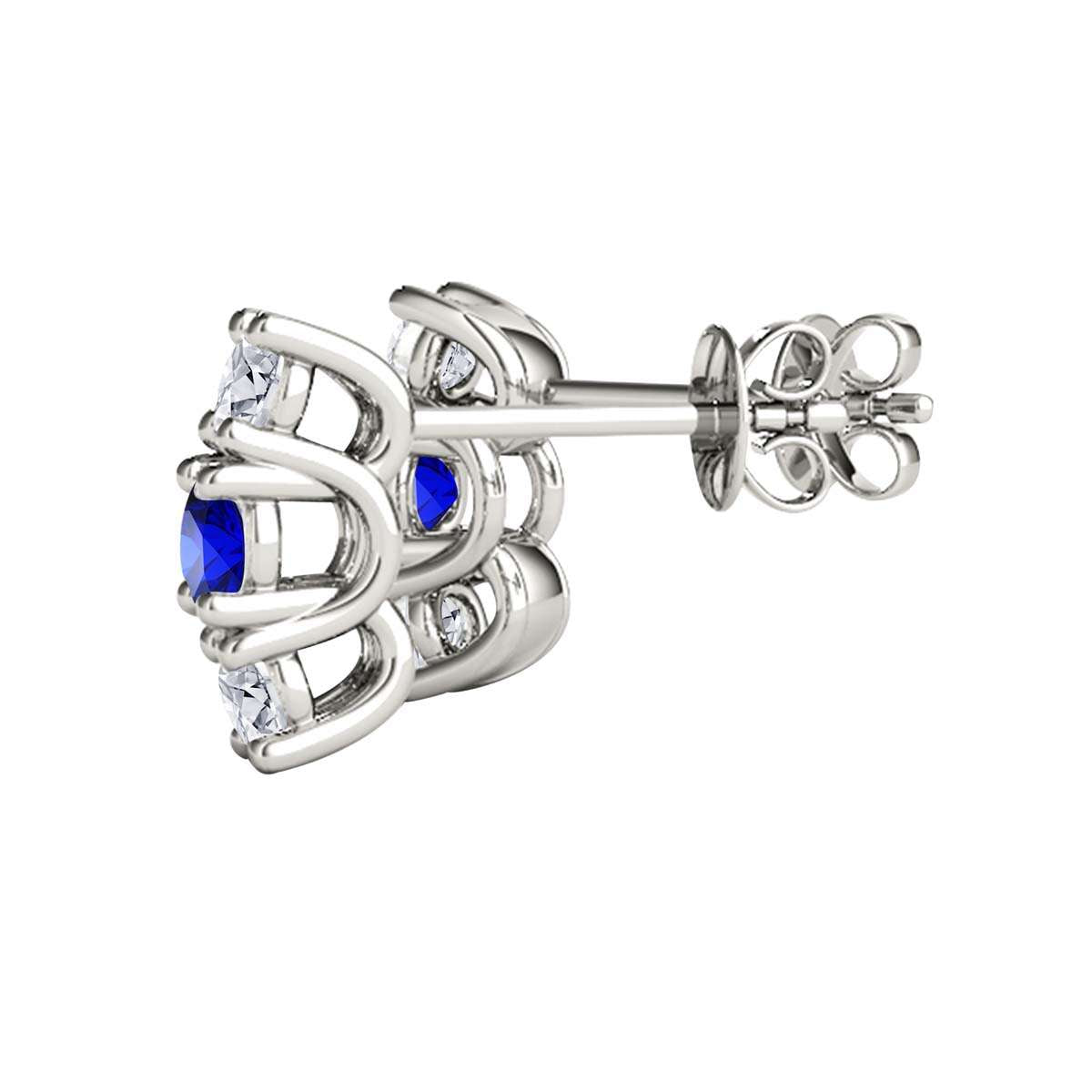 Maulijewels 1.15 Carat Diamond And Tanzanite Gemstone Stud Earrings In 10K Rose Yellow White Gold Jewelry Mauli Jewels