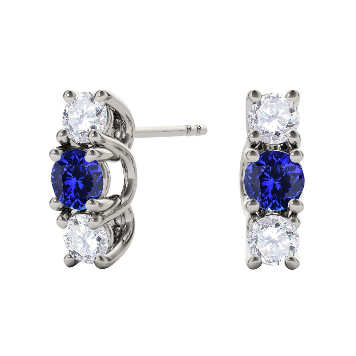 Maulijewels 1.15 Carat Diamond And Tanzanite Gemstone Stud Earrings In 10K Rose Yellow White Gold Jewelry Mauli Jewels