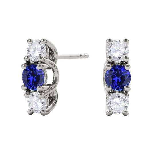Maulijewels 1.15 Carat Diamond And Tanzanite Gemstone Stud Earrings In 10K Rose Yellow White Gold Jewelry Mauli Jewels