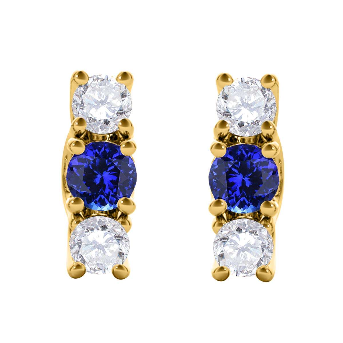 Maulijewels 1.15 Carat Diamond And Tanzanite Gemstone Stud Earrings In 10K Rose Yellow White Gold Jewelry Mauli Jewels