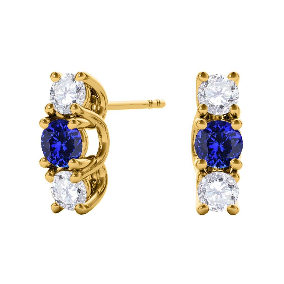 Maulijewels 1.15 Carat Diamond And Tanzanite Gemstone Stud Earrings In 10K Rose Yellow White Gold Jewelry Mauli Jewels