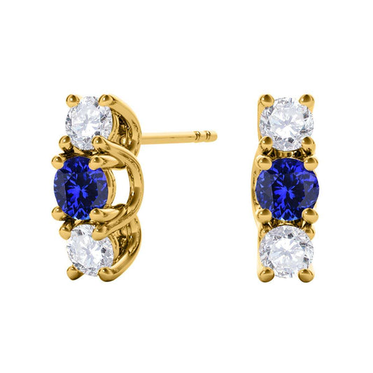 Maulijewels 1.15 Carat Diamond And Tanzanite Gemstone Stud Earrings In 10K Rose Yellow White Gold Jewelry Mauli Jewels