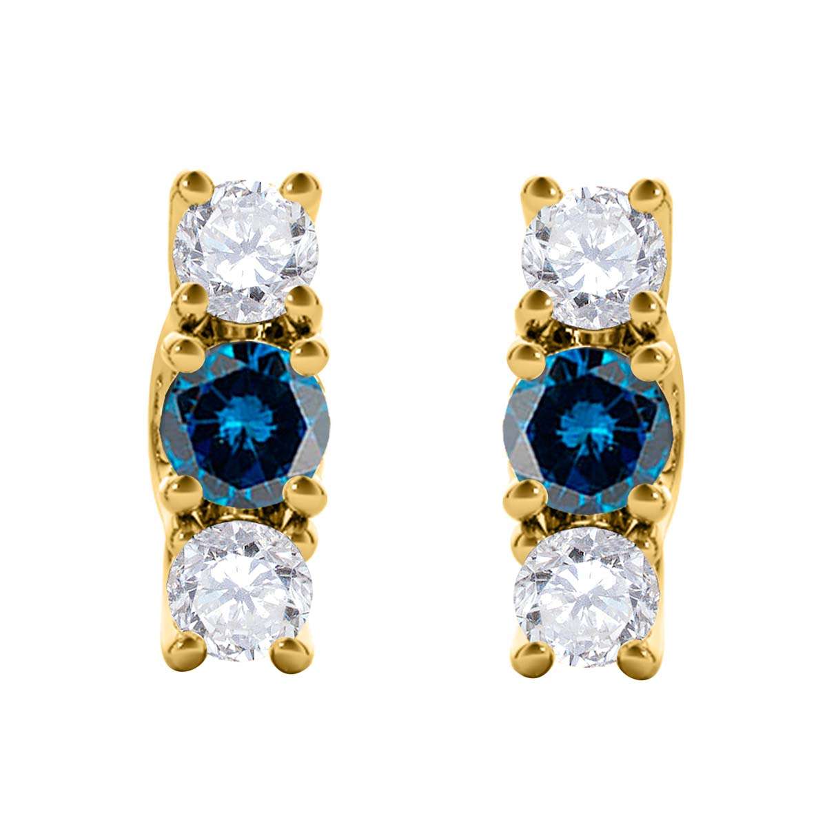 Maulijewels 1.10 cttw Natural Blue and White Diamond Stud Earrings For Women In 14K Rose Yellow White Gold Mauli Jewels