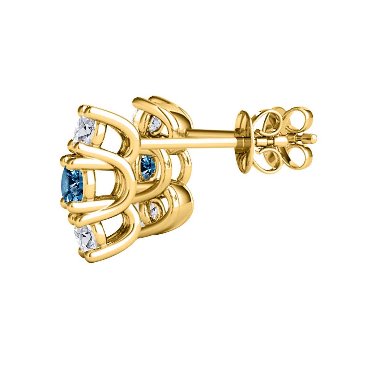 Maulijewels 1.10 cttw Natural Blue and White Diamond Stud Earrings For Women In 14K Rose Yellow White Gold Mauli Jewels