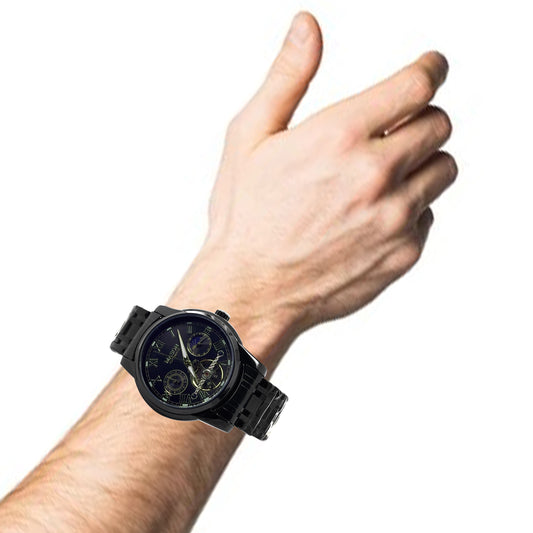 Mason Men's Stainless Steel Black IP-Plated Skeleton Movement Wrist Watch