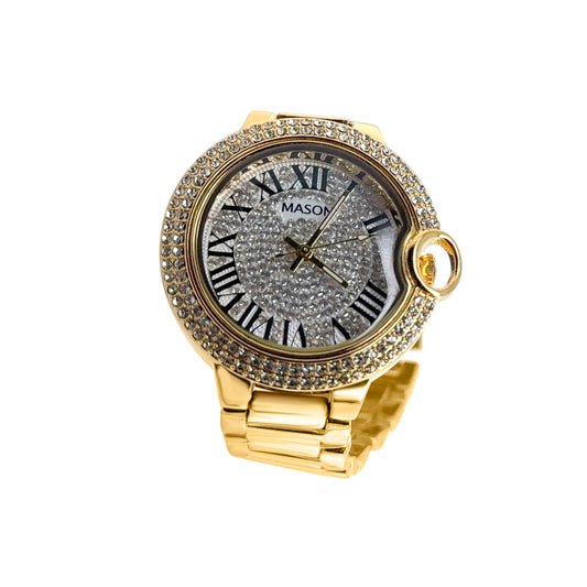 Mason Yellow IP-Plated Stainless Steel with Crystal Bezel Wrist Watch