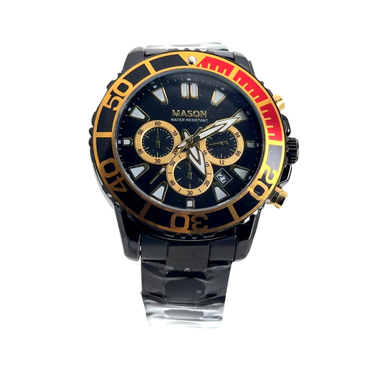 Mason Men's Stainless Steel Black Chronograph Wrist Watch