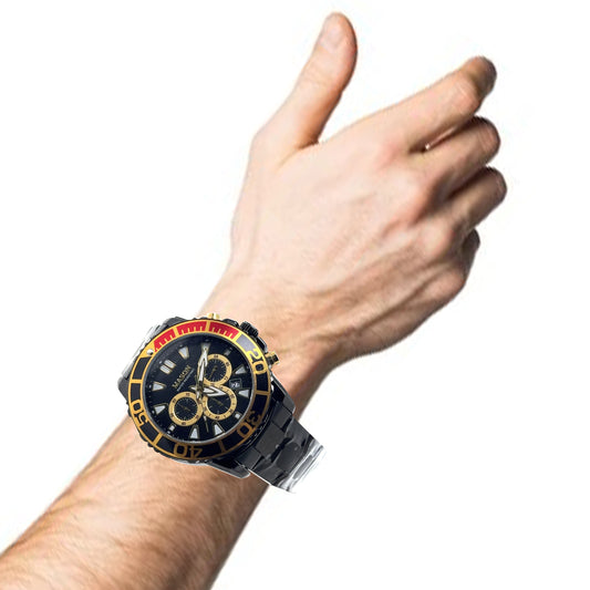 Mason Men's Stainless Steel Black Chronograph Wrist Watch