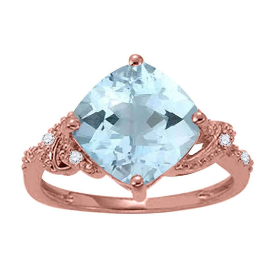 MauliJewels Rings for Women 3.28 Carat Diamond And Cushion Cut Aqumarine Ring prong 10K White Gold Clothing, Shoes & Jewelry Mauli Jewels