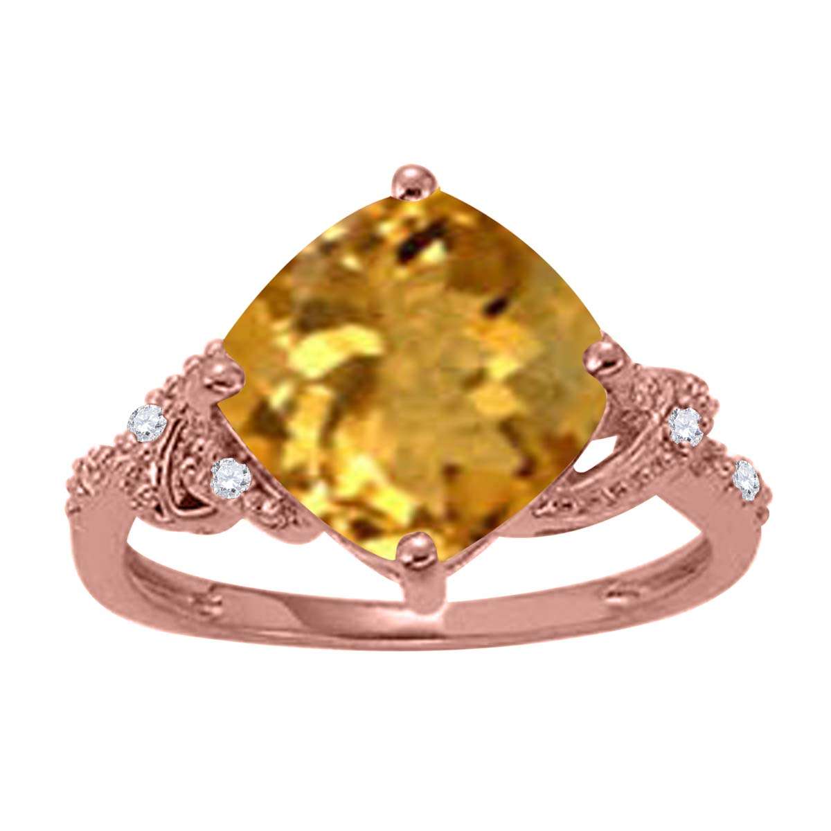 Mauli Jewels 3.28 Carat Diamond and Cushion Shaped Citrine Ring Prong 10K White Gold Mauli Jewels