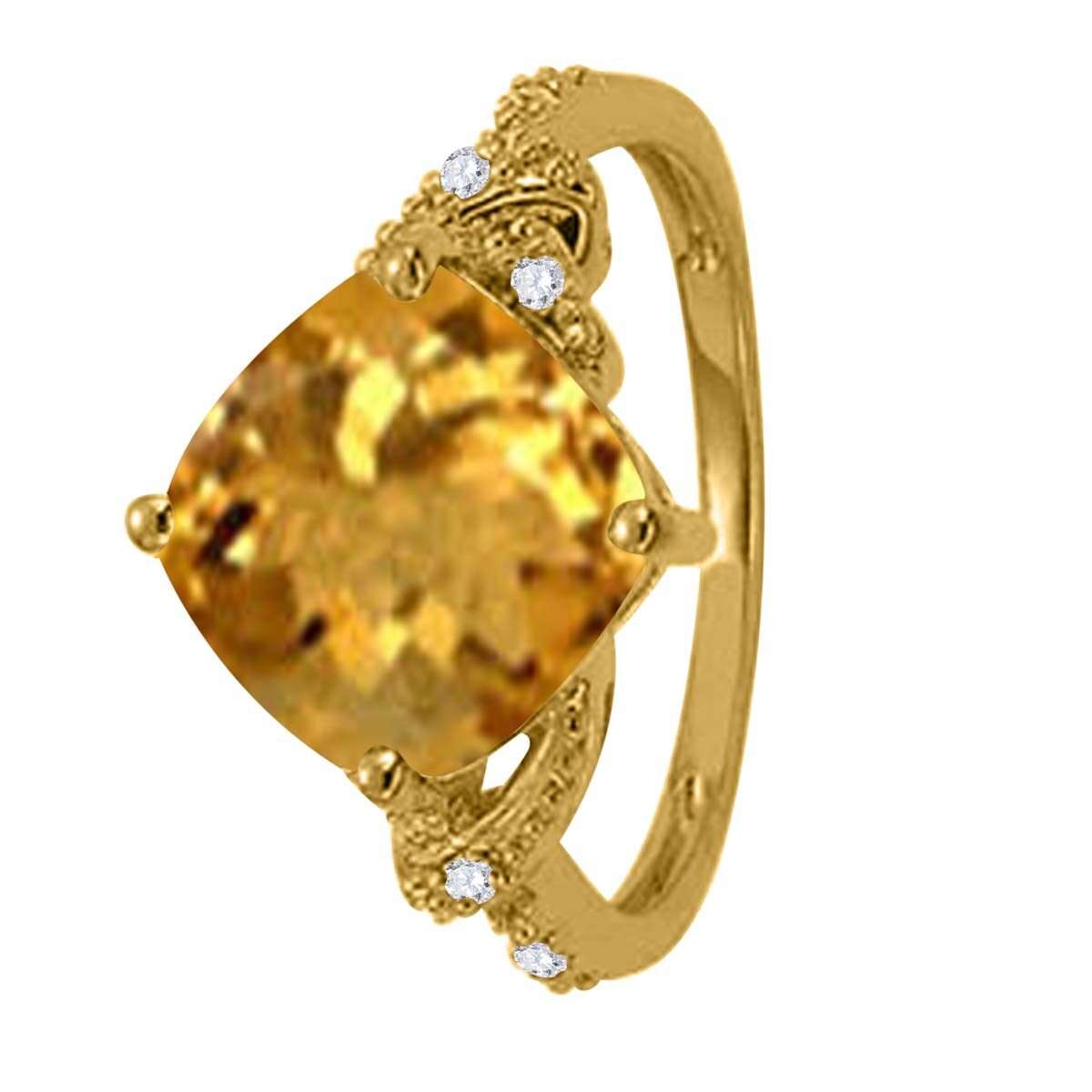 Mauli Jewels 3.28 Carat Diamond and Cushion Shaped Citrine Ring Prong 10K White Gold Mauli Jewels