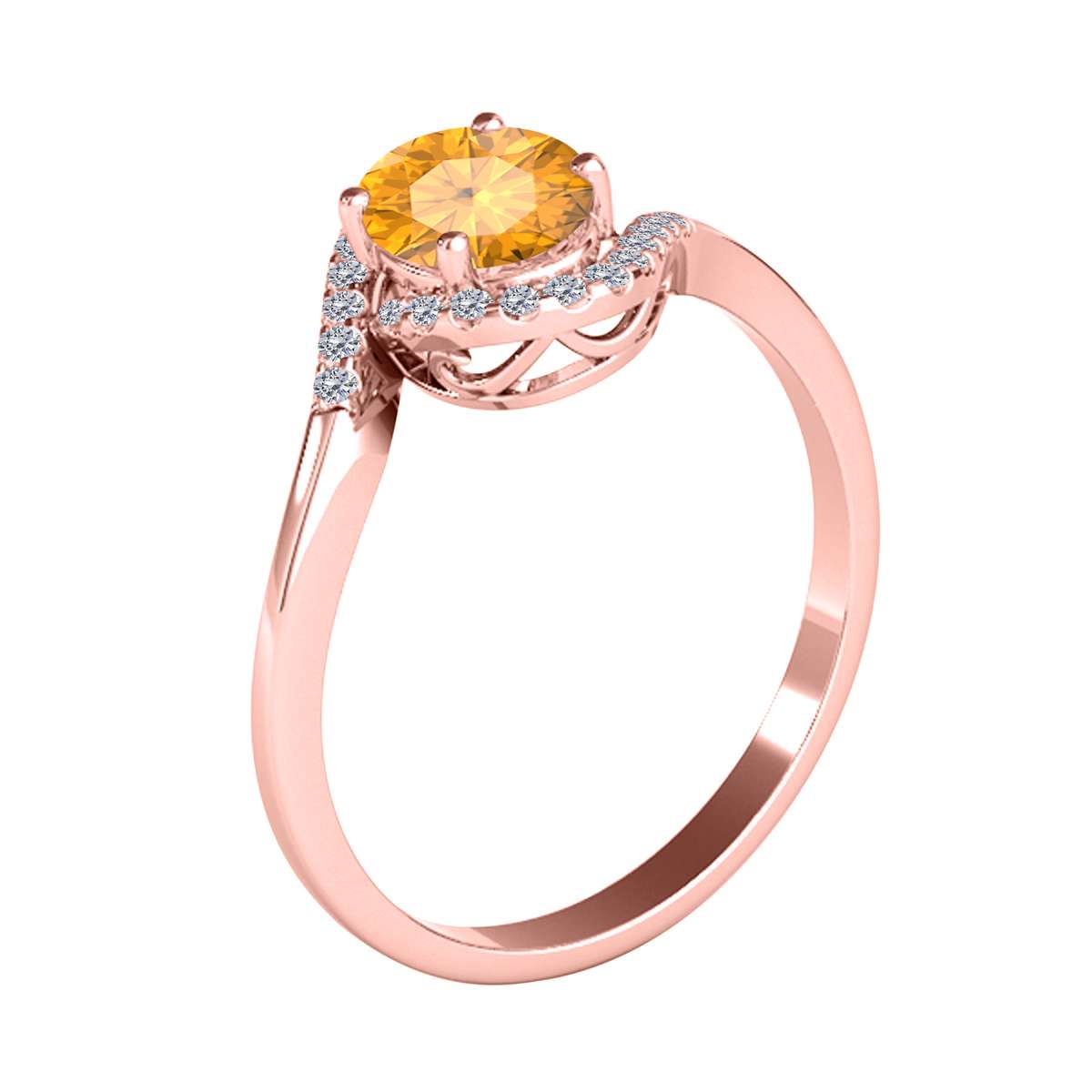 Elegant Halo Ring: 1.0 Carat Diamond and Oval-Shaped Citrine Gemstone by Mauli Jewels in 14K White, Rose & Yellow Gold Mauli Jewels