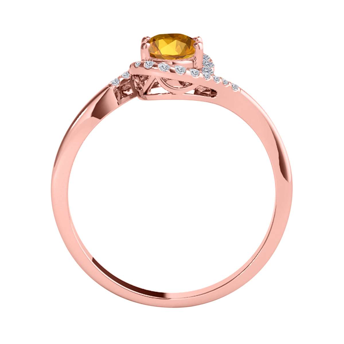 Elegant Halo Ring: 1.0 Carat Diamond and Oval-Shaped Citrine Gemstone by Mauli Jewels in 14K White, Rose & Yellow Gold Mauli Jewels