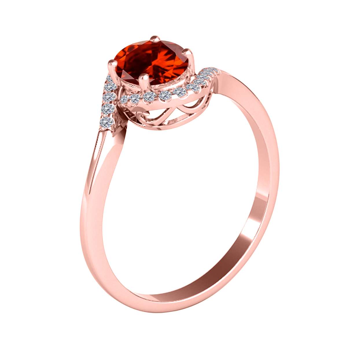 Elegant Halo Ring: Mauli Jewels 1.0 Carat Diamond and Oval Shaped Garnet Gemstone in 14K White, Rose & Yellow Gold Mauli Jewels