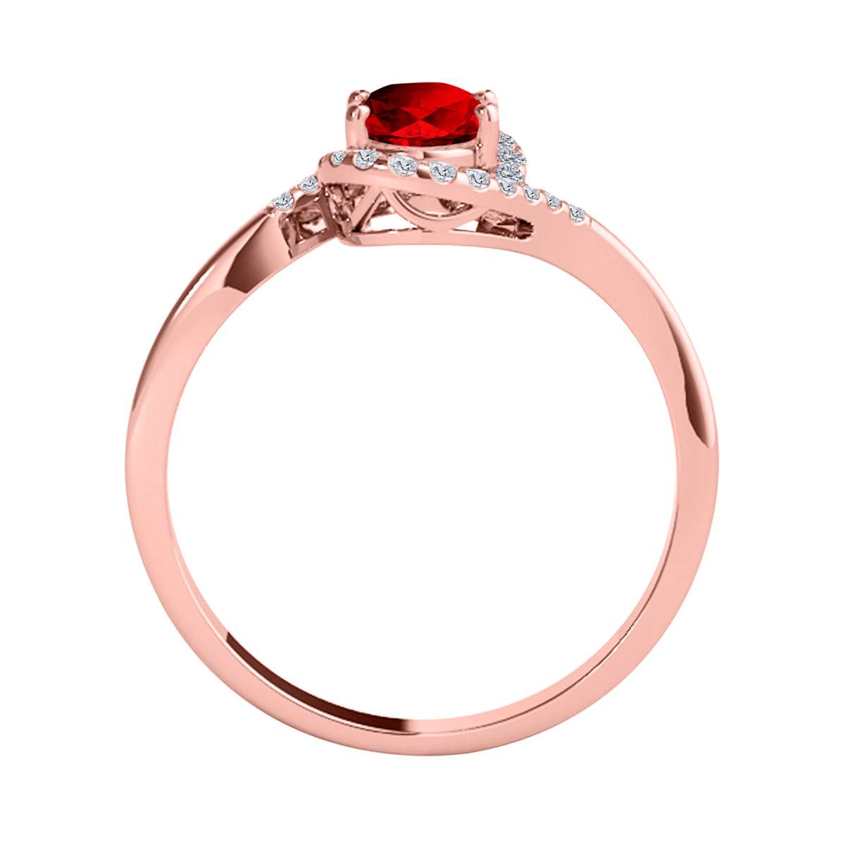 Elegant Halo Ring: Mauli Jewels 1.0 Carat Diamond and Oval Shaped Garnet Gemstone in 14K White, Rose & Yellow Gold Mauli Jewels