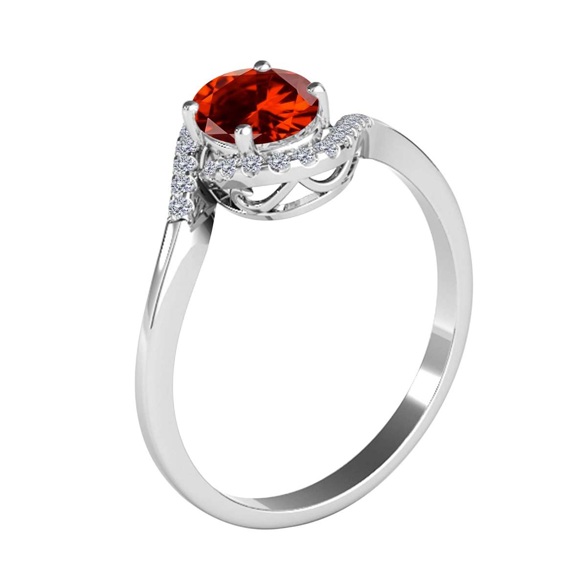 Elegant Halo Ring: Mauli Jewels 1.0 Carat Diamond and Oval Shaped Garnet Gemstone in 14K White, Rose & Yellow Gold Mauli Jewels