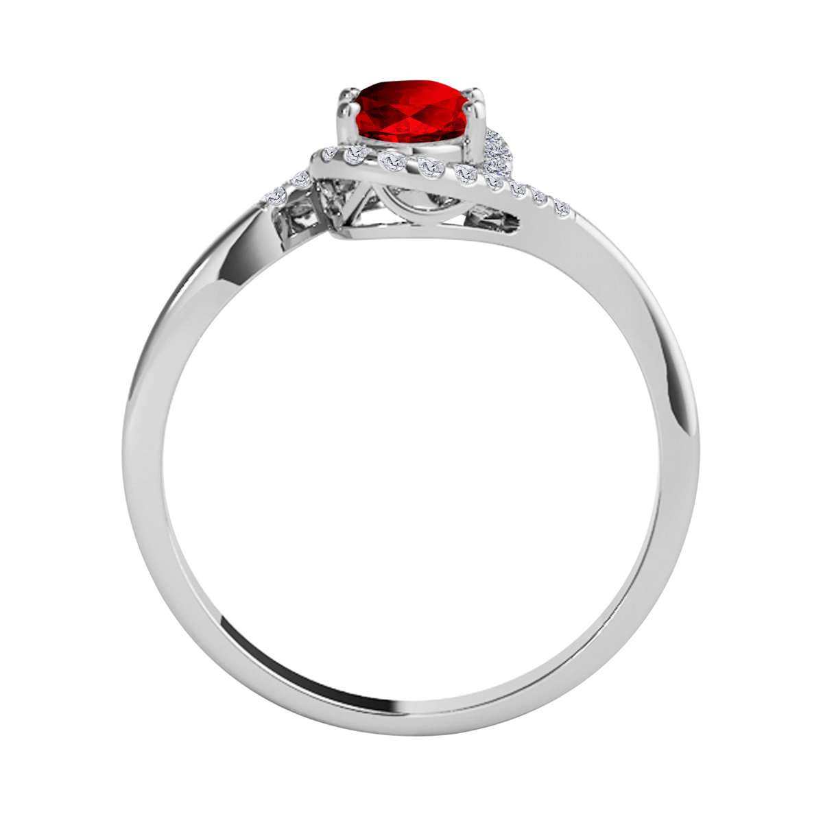 Elegant Halo Ring: Mauli Jewels 1.0 Carat Diamond and Oval Shaped Garnet Gemstone in 14K White, Rose & Yellow Gold Mauli Jewels