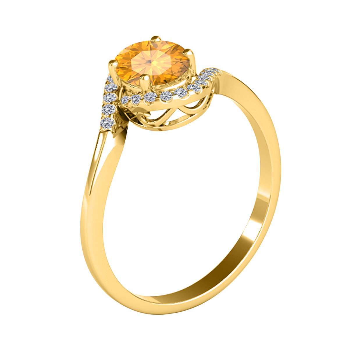 Elegant Halo Ring: 1.0 Carat Diamond and Oval-Shaped Citrine Gemstone by Mauli Jewels in 14K White, Rose & Yellow Gold Mauli Jewels
