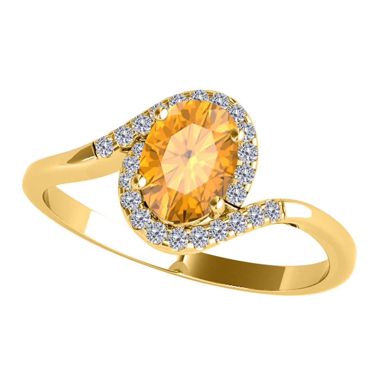 Elegant Halo Ring: 1.0 Carat Diamond and Oval-Shaped Citrine Gemstone by Mauli Jewels in 14K White, Rose & Yellow Gold Mauli Jewels