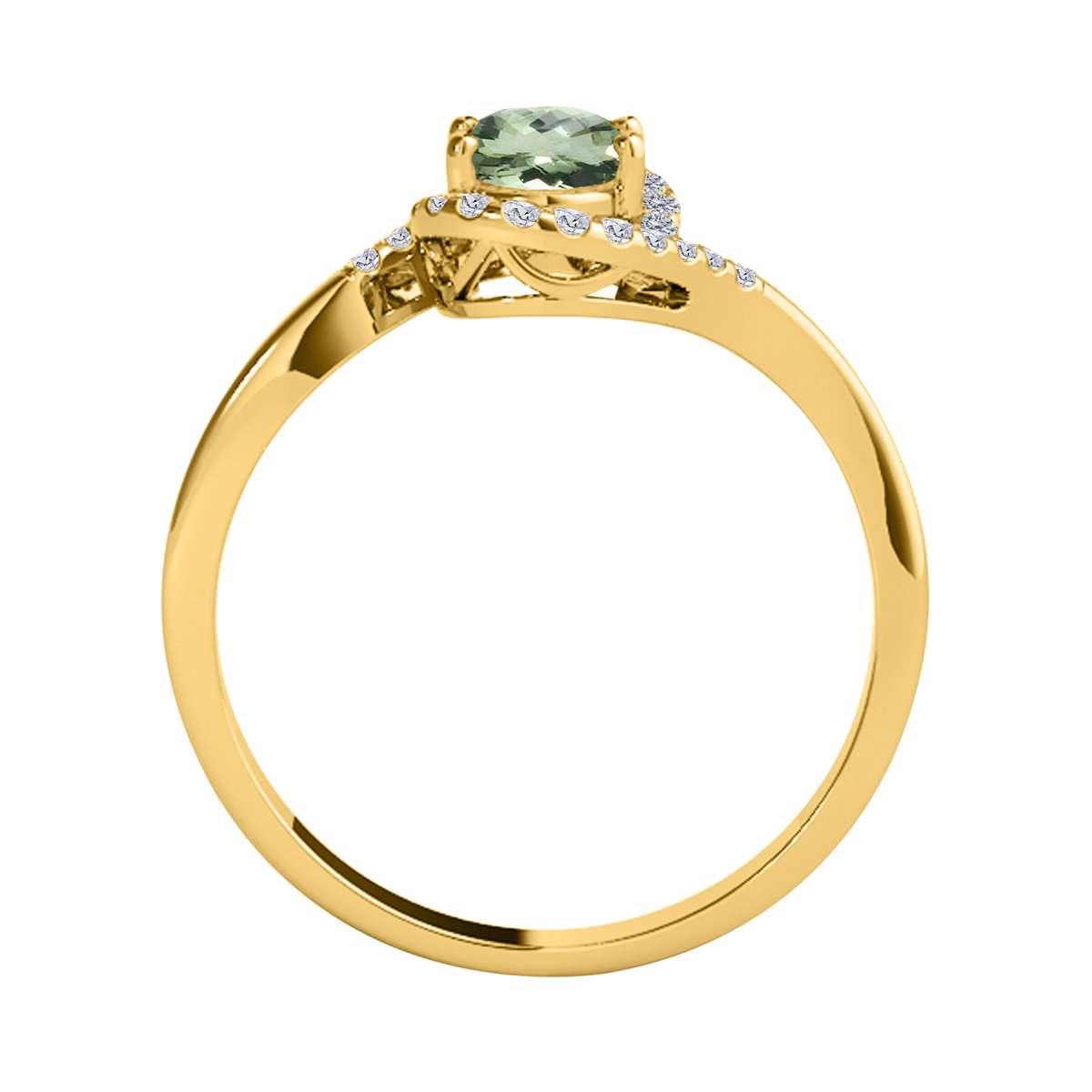 Elegant Halo Ring: 1.0 Carat Diamond & Oval Green Amethyst Gemstone in 14K White, Rose & Yellow Gold by Mauli Jewels Mauli Jewels