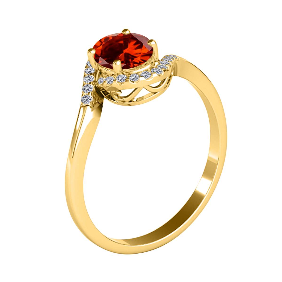 Elegant Halo Ring: Mauli Jewels 1.0 Carat Diamond and Oval Shaped Garnet Gemstone in 14K White, Rose & Yellow Gold Mauli Jewels