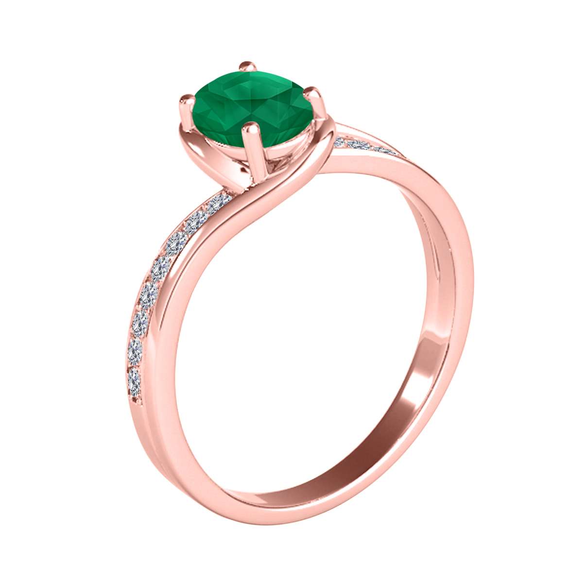 Wave-Inspired Beauty: MauliJewels 0.95 Carat Oval Shape Emerald & Round White Diamond Ring in 14K White, Yellow, and Rose Gold Mauli Jewels
