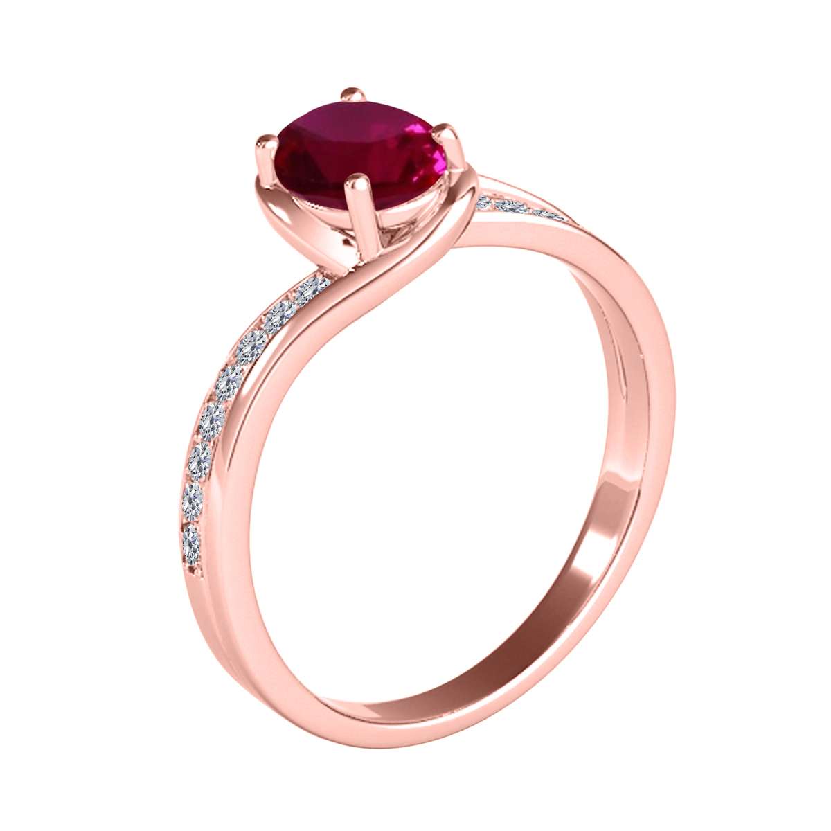 Wave-Inspired Elegance: 0.95 Carat Oval Ruby & Round White Diamond Gemstone Ring in Prong-Setting 14K White, Yellow, and Rose Gold by Mauli Jewels Mauli Jewels