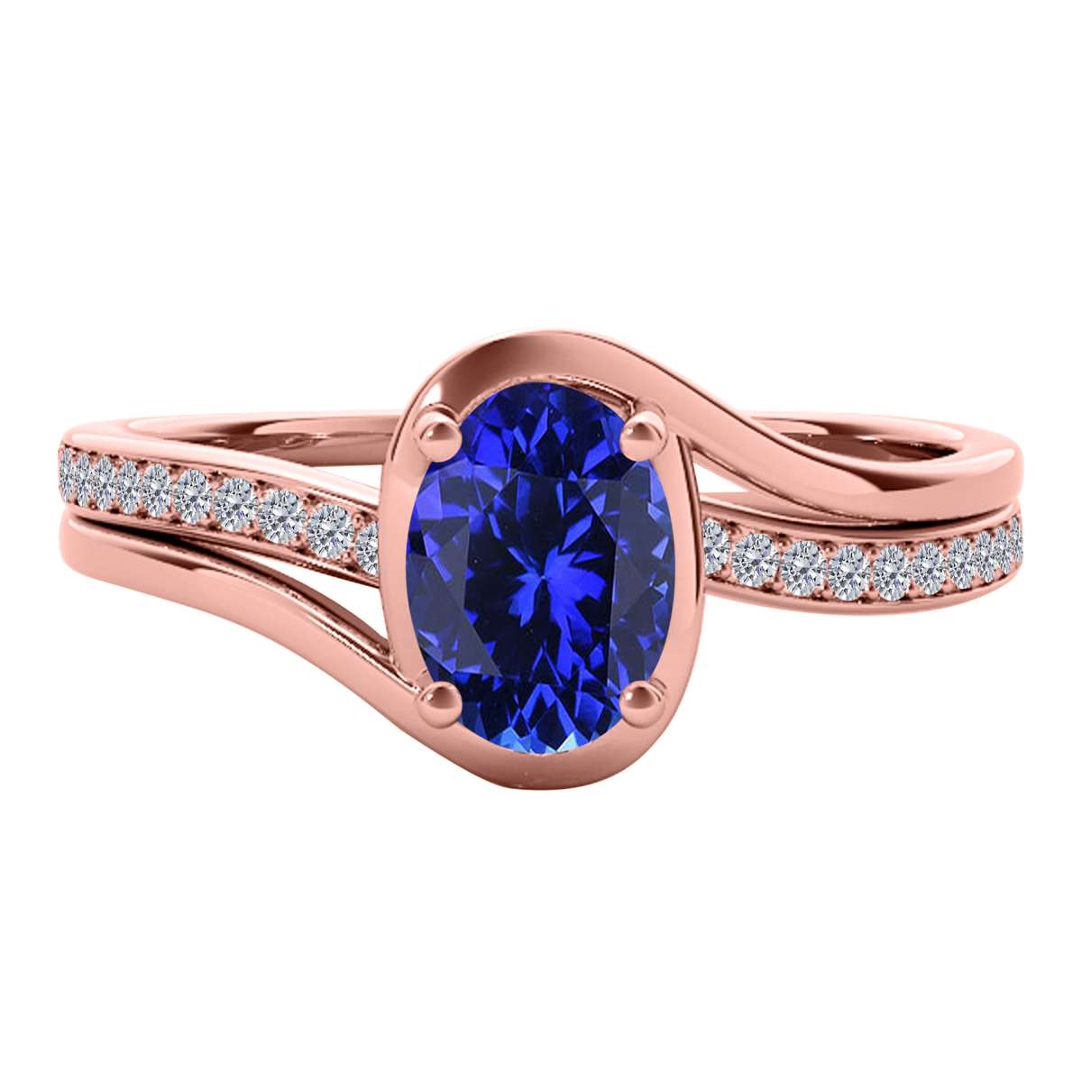 Wave-Inspired Beauty: Mauli Jewels 0.95 Carat Oval Shape Sapphire & Round White Diamond Gemstone Ring in Prong-Setting 14K White, Yellow, and Rose Gold Mauli Jewels