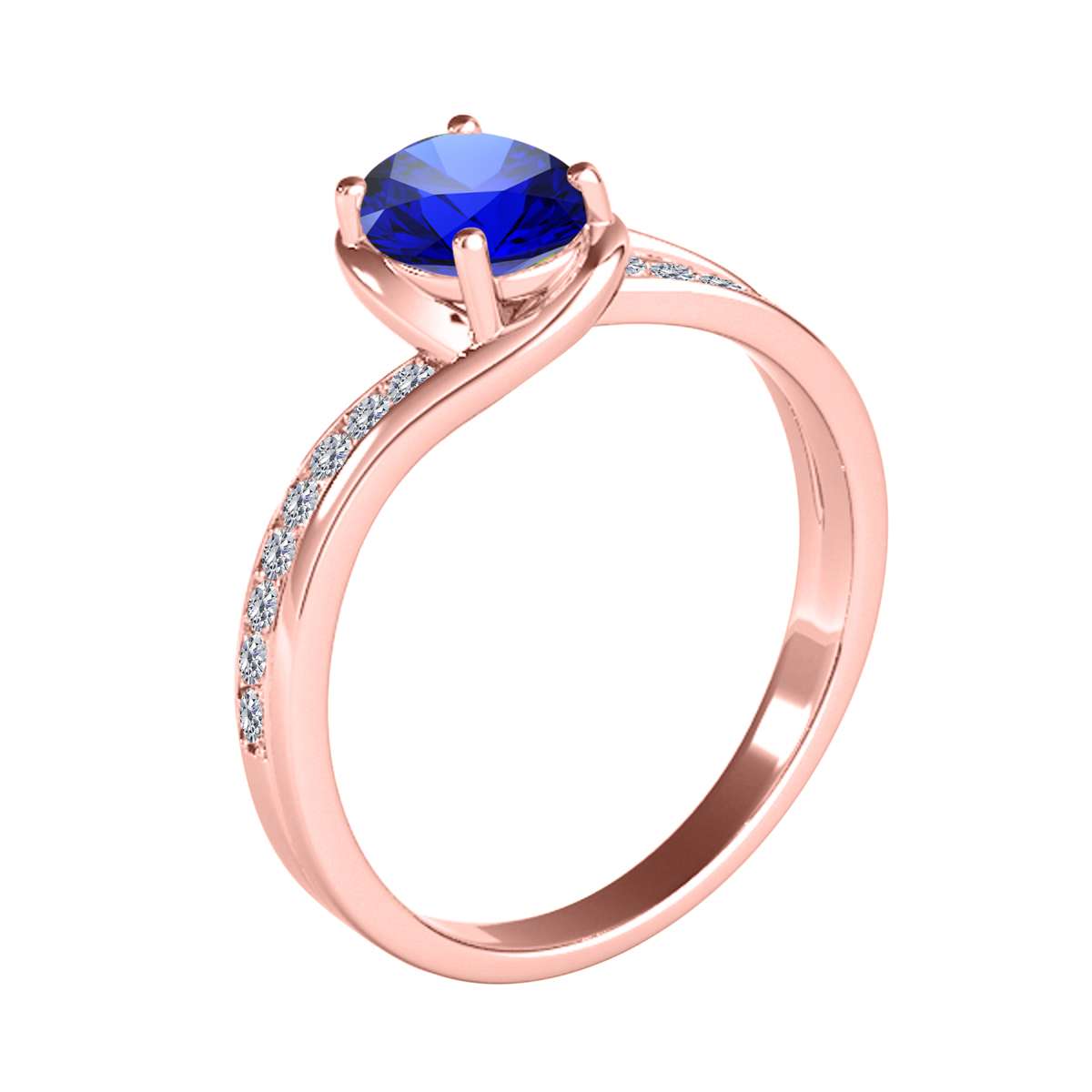 Wave-Inspired Elegance: MauliJewels 0.95 Carat Oval Tanzanite & Round White Diamond Ring in 14K White, Yellow, and Rose Gold Mauli Jewels
