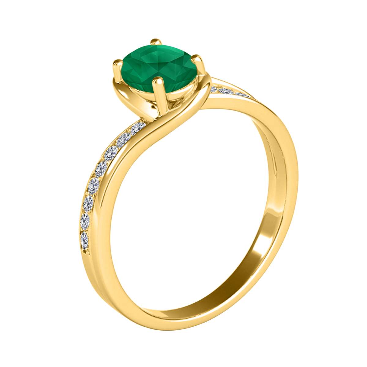 Wave-Inspired Beauty: MauliJewels 0.95 Carat Oval Shape Emerald & Round White Diamond Ring in 14K White, Yellow, and Rose Gold Mauli Jewels