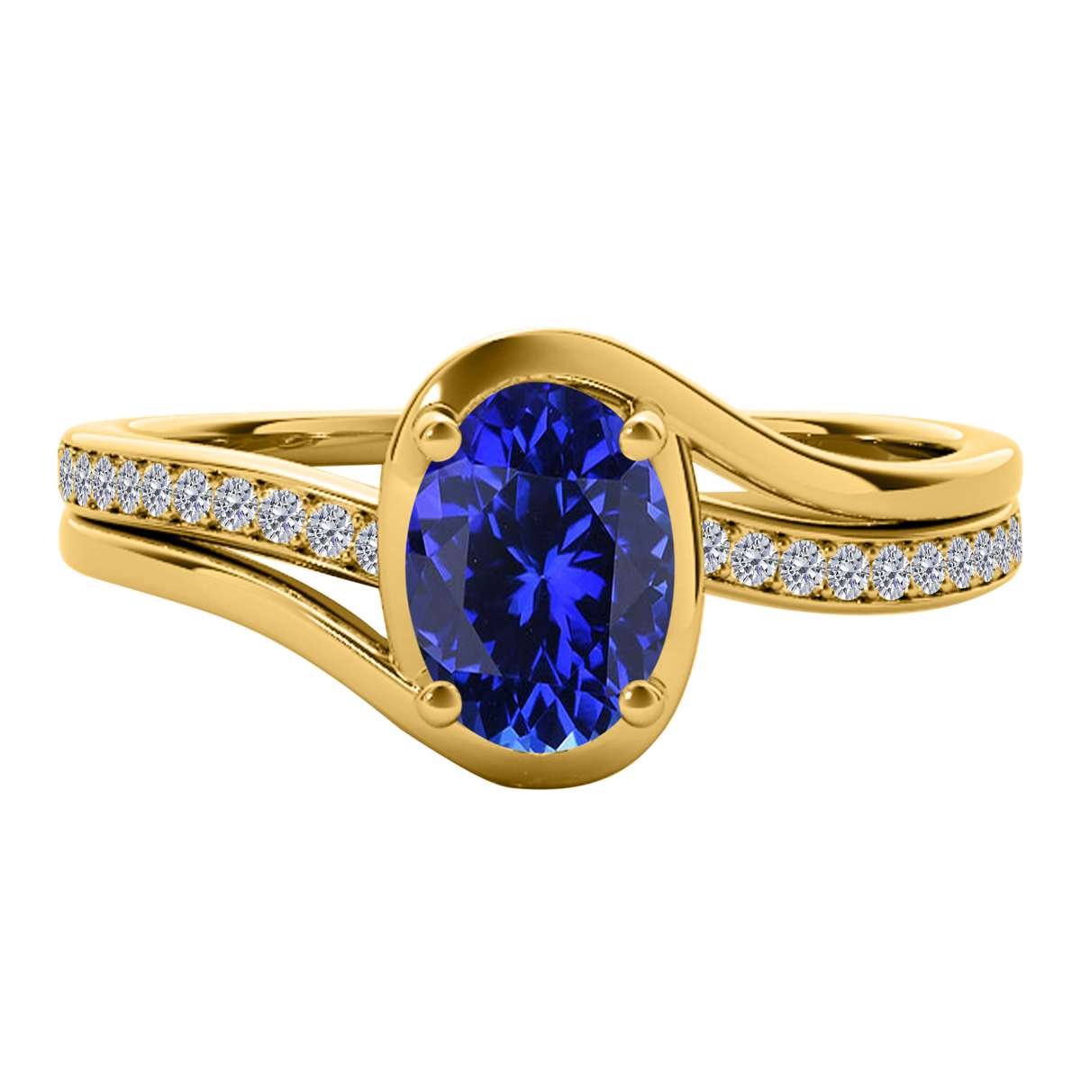 Wave-Inspired Beauty: Mauli Jewels 0.95 Carat Oval Shape Sapphire & Round White Diamond Gemstone Ring in Prong-Setting 14K White, Yellow, and Rose Gold Mauli Jewels