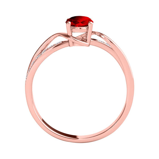 Mauli Jewels 1.40 Carat Oval Garnet & Round White Diamond Ring with Split Shank Design in 14K White, Yellow, and Rose Gold Mauli Jewels