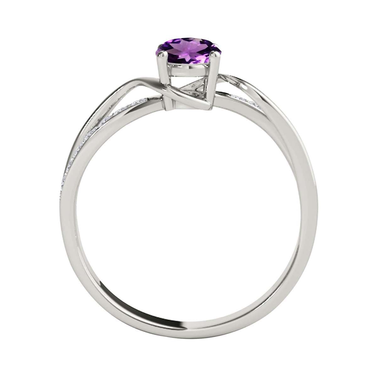MauliJewels 1.40 Carat Oval Amethyst & Round White Diamond Ring | Split Shank Design | 14K White, Yellow, and Rose Gold Mauli Jewels