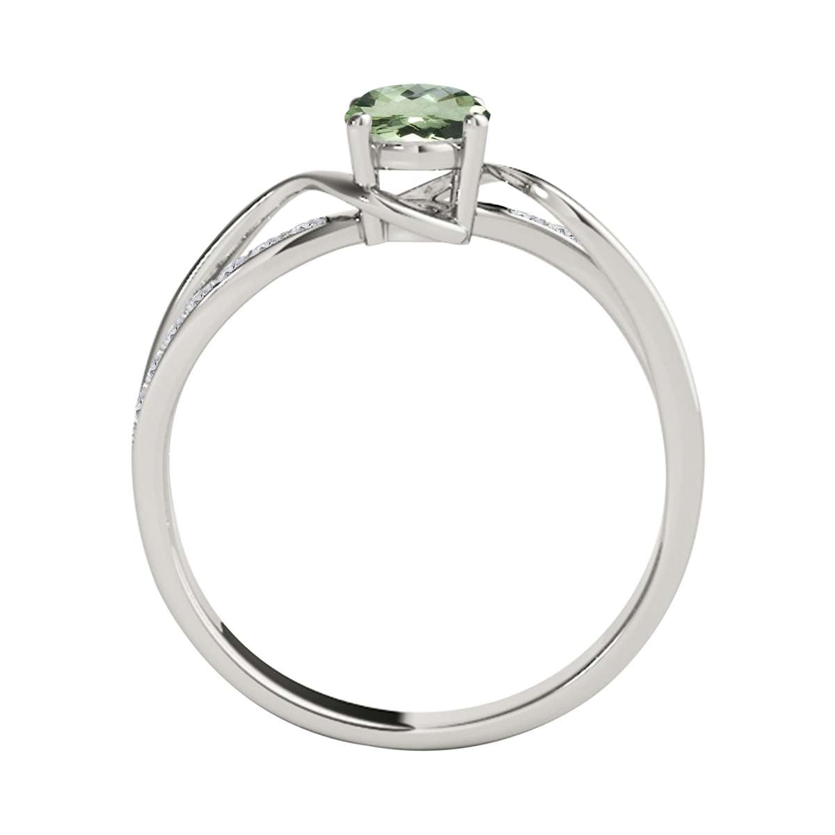 Mauli Jewels 1.40 Carat Oval Green Amethyst & Round White Diamond Ring with Split Shank Design in 14K White, Yellow, and Rose Gold Mauli Jewels