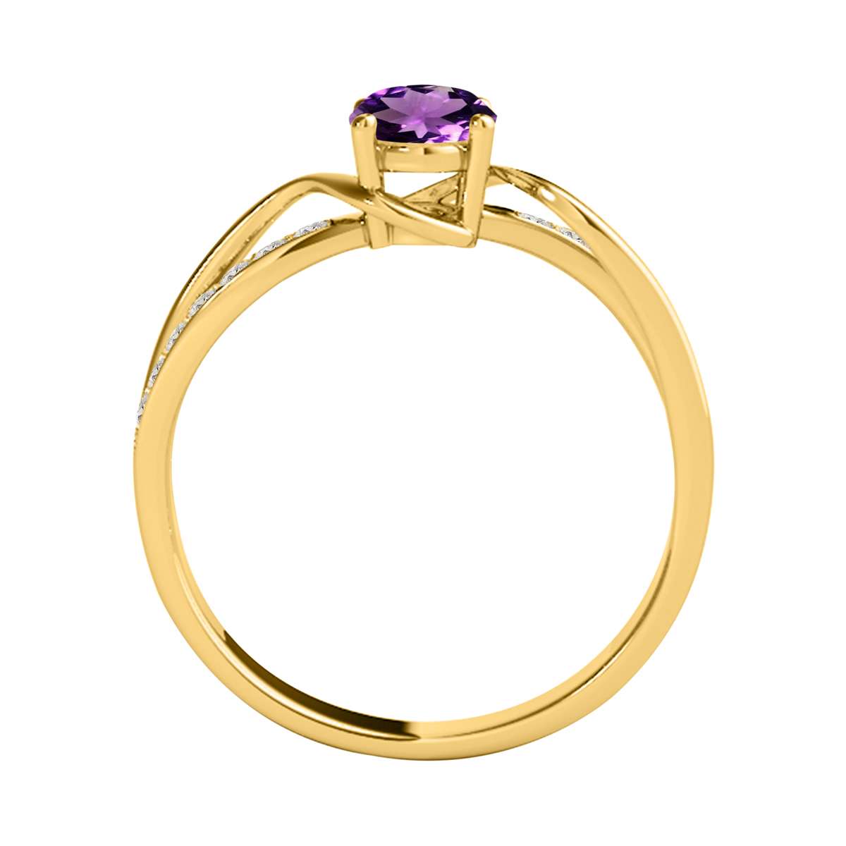MauliJewels 1.40 Carat Oval Amethyst & Round White Diamond Ring | Split Shank Design | 14K White, Yellow, and Rose Gold Mauli Jewels