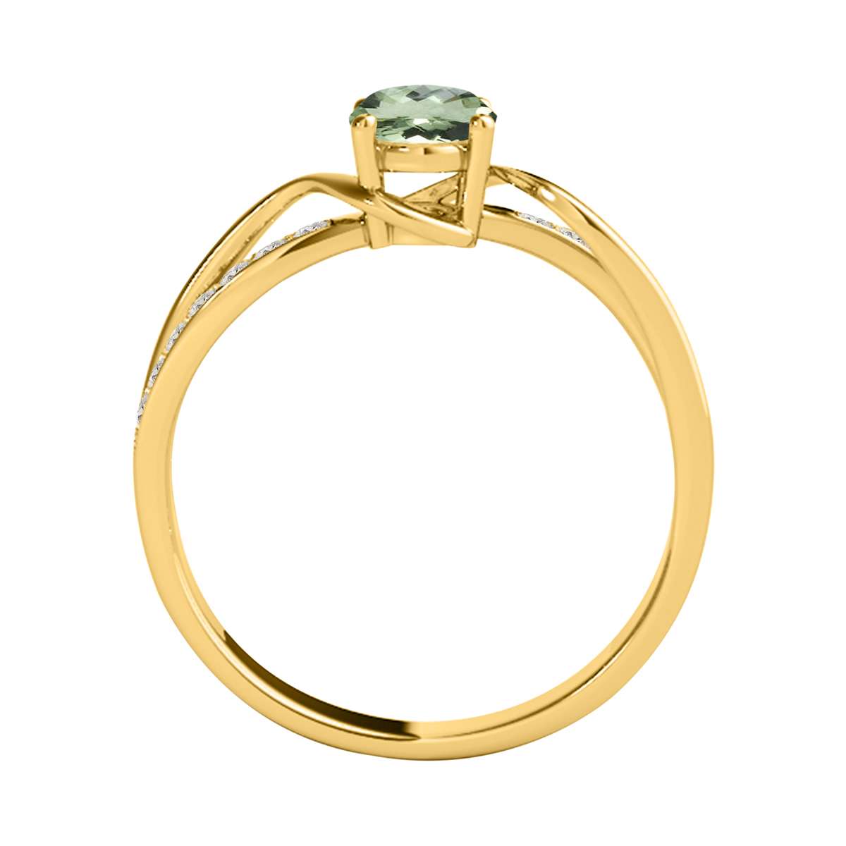 Mauli Jewels 1.40 Carat Oval Green Amethyst & Round White Diamond Ring with Split Shank Design in 14K White, Yellow, and Rose Gold Mauli Jewels