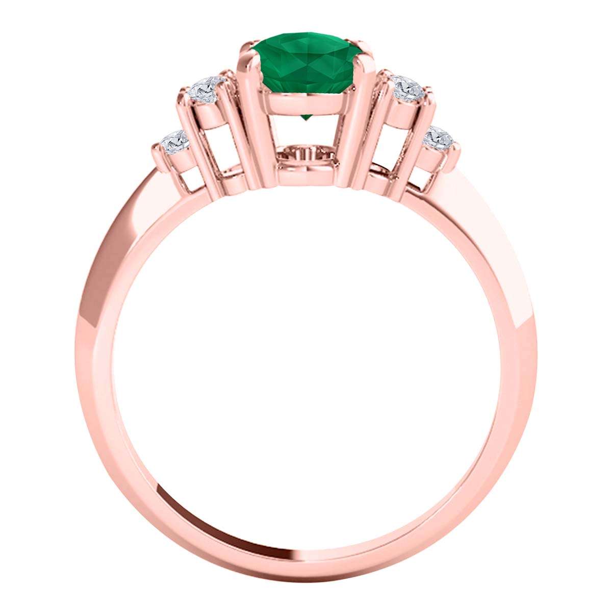 Mauli Jewels 1.05 Carat Oval Emerald & Round White Diamond Prong-Set Ring in 10K White, Yellow, and Rose Gold Mauli Jewels