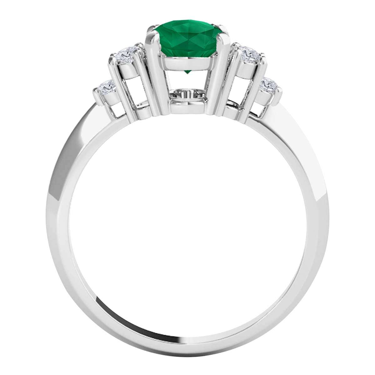 Mauli Jewels 1.05 Carat Oval Emerald & Round White Diamond Prong-Set Ring in 10K White, Yellow, and Rose Gold Mauli Jewels