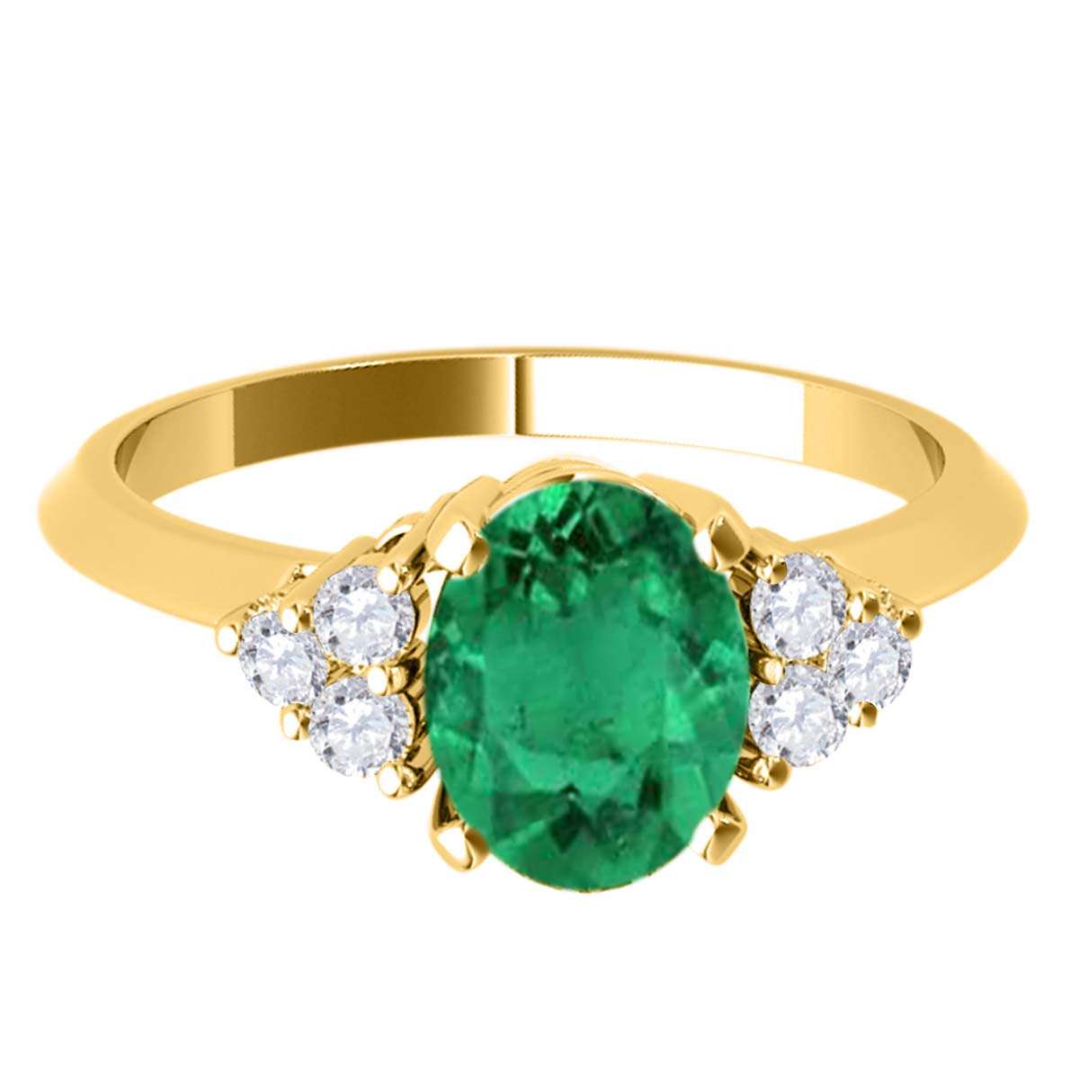Mauli Jewels 1.05 Carat Oval Emerald & Round White Diamond Prong-Set Ring in 10K White, Yellow, and Rose Gold Mauli Jewels