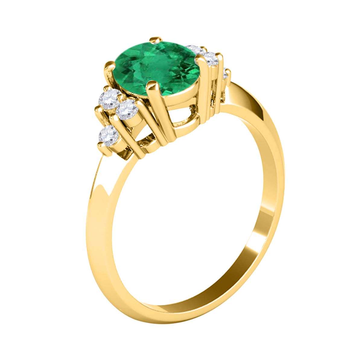 Mauli Jewels 1.05 Carat Oval Emerald & Round White Diamond Prong-Set Ring in 10K White, Yellow, and Rose Gold Mauli Jewels