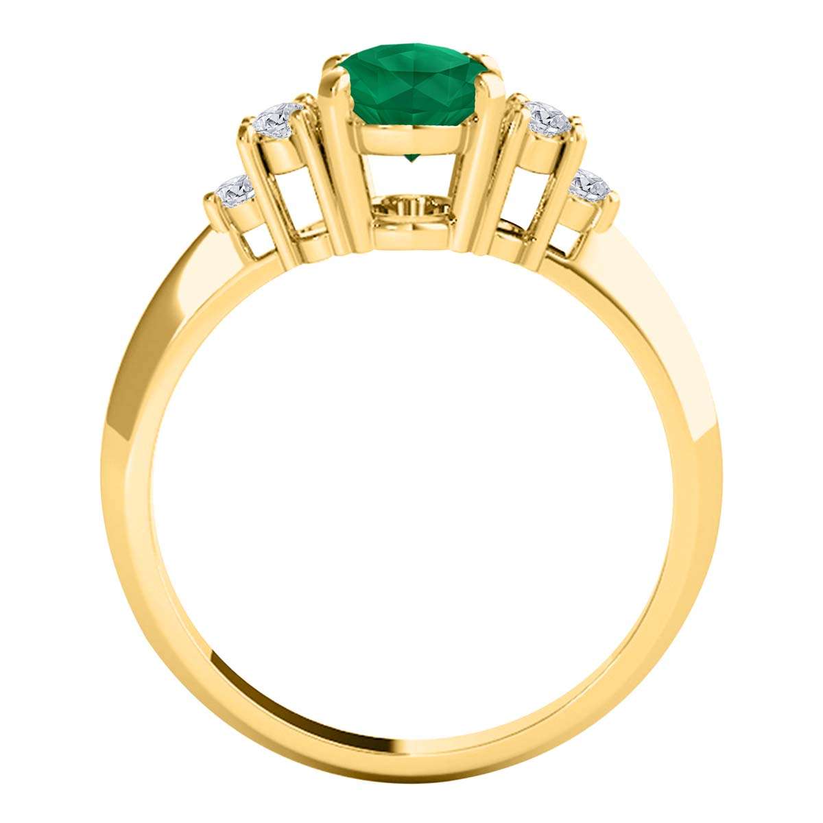 Mauli Jewels 1.05 Carat Oval Emerald & Round White Diamond Prong-Set Ring in 10K White, Yellow, and Rose Gold Mauli Jewels