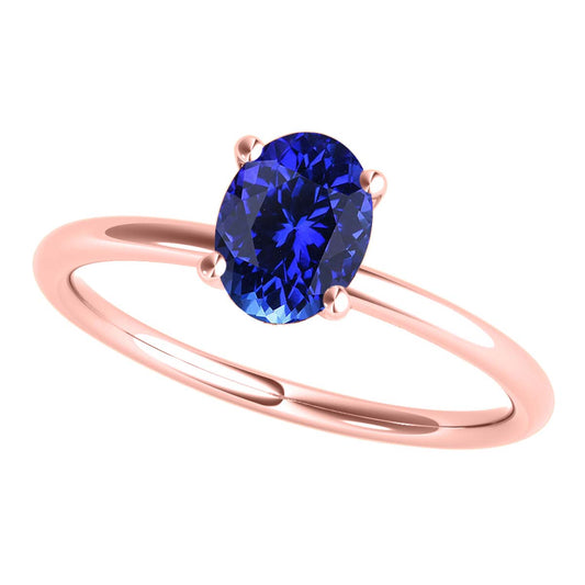Mauli Jewels 1.75 Carat Oval-Shaped Tanzanite Gemstone Solitaire Ring in 14K White, Yellow, and Rose Gold Mauli Jewels